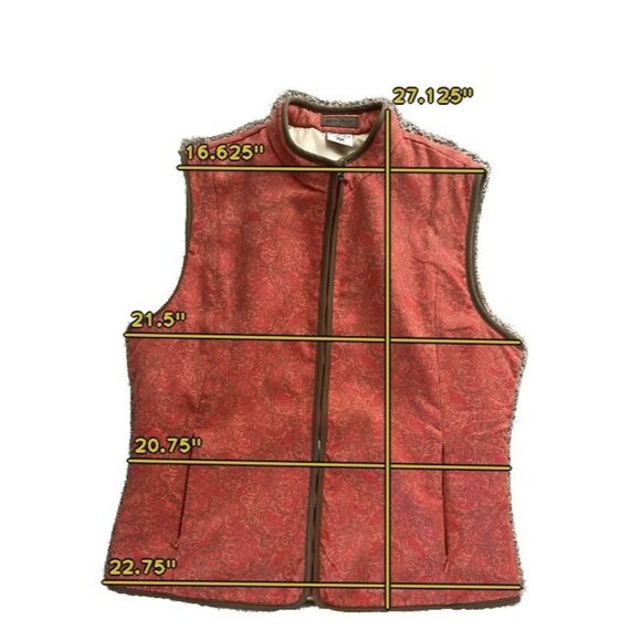 Columbia Womens Large River Resort Full Zip Vest Coral Tan Paisley Full Zip Line - Picture 10 of 10